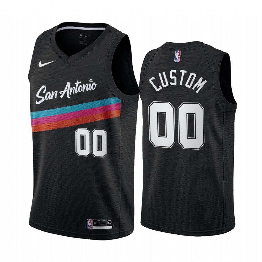 Men San Antonio Spurs #00 custom black city edition fiesta colors 2020 nba jersey->new york knicks->NBA Jersey